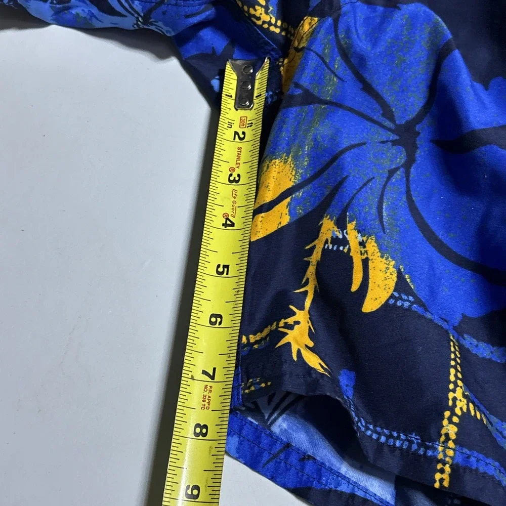 Vintage Nike Swim Trunks Board Shorts Mens 2XL Blue Tropical Abstract Swoosh